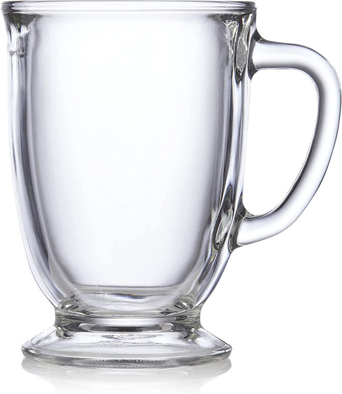Libbey Kona Glass Coffee Mugs, Set of 6