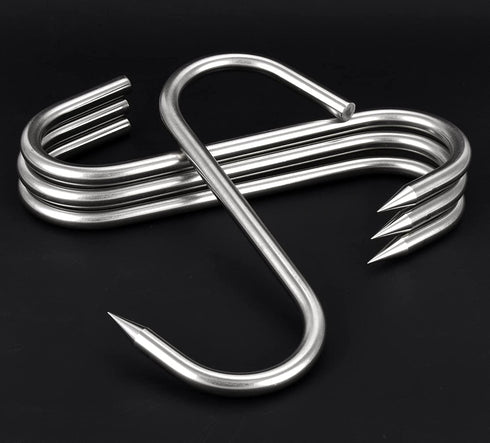 8 Inch Meat Hook,8mm Heavy Duty S-Hooks HONSHEN Stainless Steel Meat Processing Butcher Hook (Meat Hooks 8inch8mm4p)