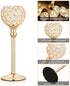Hossejoy 2 PCS Candle Holders, Crystal Candlestick Holders for Tables Dining Halloween Christmas Anniversary Wedding Decoration, Fit Best with Flameless LED Tea Light Candles (Gold)