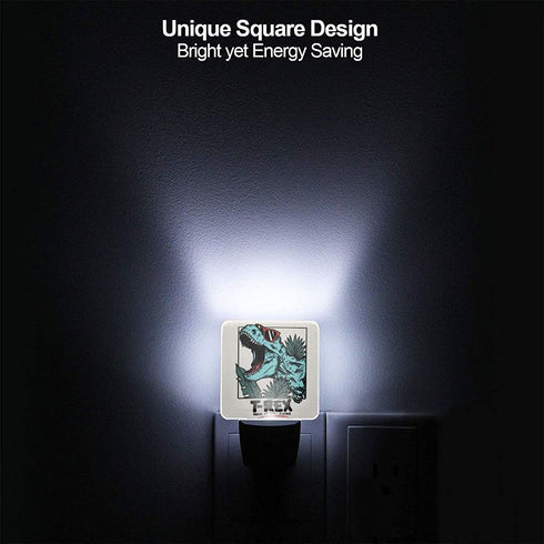 Dinosaur Tyrannosaurus T Rex Set of 2 Night Light Auto Sensor Dusk to Dawn Energy Efficient Plug in Led Nightlight Home