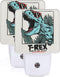 Dinosaur Tyrannosaurus T Rex Set of 2 Night Light Auto Sensor Dusk to Dawn Energy Efficient Plug in Led Nightlight Home