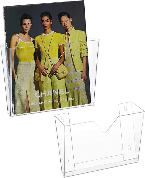 Acrylic File Pockets Wall Mount File Holder Organizer Clear Document Data Frame Pocket for Displaying and Holding File, Magazines, Mail (2 Pieces)