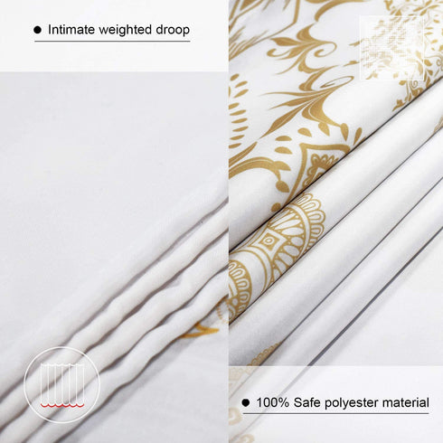DESIHOM Gold Boho Mandala Shower Curtain Bohemian Theme Medallion Shower Curtain Polyester Fabric-72" x 72"
