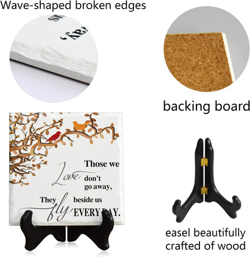 Memorial Gifts for Loss of Mother Loss of Husband Sympathy Gift in Memory of Mom Father Memorial Tile with Black Wood Stand - Condolence/Remembrance/Bereavement/Grief Gifts