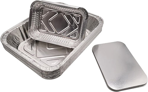 HOMEDECISION Disposable Aluminum Foil Pans Take-out Containers with Lids + Aluminum Foil Steam Table Deep Pans Set (20Pack+10Pack)