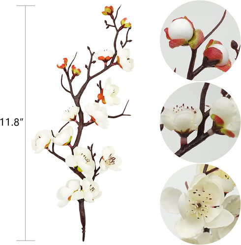 MINYULUA 6 Pieces Artificial White Plum Blossom Faux Flowers Silk Simulation Flowers Bouquet for Home Kitchen Office DIY Hotel Vase Centerpieces Decoration