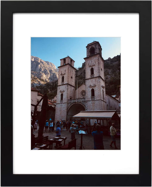 Golden State Art, 11x14 Black Photo Wood Frame with Real Glass and White Mat for 8x10 Picture