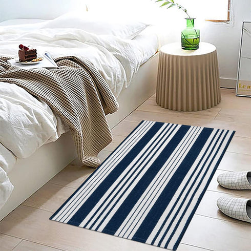 OJIA Striped Doormat 2'x3' Cotton Hand Woven Welcome Doormats Machine Washable Indoor/Outdoor Small Rugs Front Porch Rug Farmhouse Mat for Entryway/Kitchen/Laundry/Bathroom