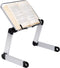 Mind Reader Collapsible Bookstand with Page Holders, Lap Desk with Adjustable Legs, Customizable Angles for Viewing, Working, Reading, Aluminum, White