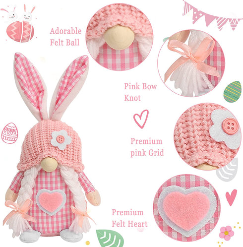 Easter Gnomes Decorations, 2 Pcs Plush Easter Bunny Handmade Swedish Tomte Elf Stuffed Doll Rabbit Gifts Cute Easter Faceless Dwarf Bunny Household Ornaments, Home Decor