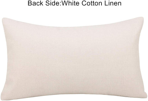 cygnus Set of 2 White Linen Patchwork Faux Leather Throw Lumbar Pillow Covers for Couch Living Room Bedroom,Modern Accent Decor Lumbar Cushion Covers 12X20 inch, Brown and White
