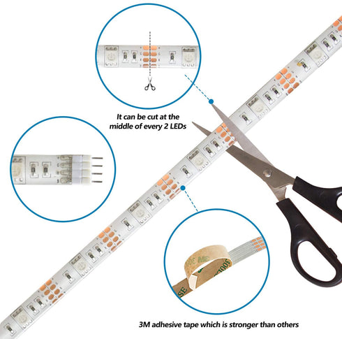 SUMAITEC Waterproof LED RGB Strip Lights with Battery Box, Multi-Color with Remote Control, Battery Powered, Length to Select: 50cm/ 1m/ 2m, for Home and Outdoor