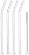 Hummingbird Glass Straws Clear Bent 9" x 9.5 mm Made With Pride In The USA - Perfect Reusable Straw For Smoothies, Tea, Juice, Water, Essential Oils - 4 Pack With Cleaning Brush
