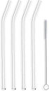 Hummingbird Glass Straws Clear Bent 9" x 9.5 mm Made With Pride In The USA - Perfect Reusable Straw For Smoothies, Tea, Juice, Water, Essential Oils - 4 Pack With Cleaning Brush