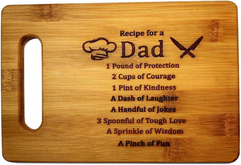Recipe for a Dad Cute Funny Laser Cutting Board,Father DAD Gifts Engraved Bamboo(9x12, Bamboo-14)