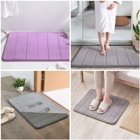Red Memory Foam Bath Mat Rugs Non Slip Absorbent Bathroom Rug Carpet Super Water Absorption Bathroom Carpet Machine Washable Quick Dry Non-Slip Thick Bath Mat 17" X 24" Wine Red