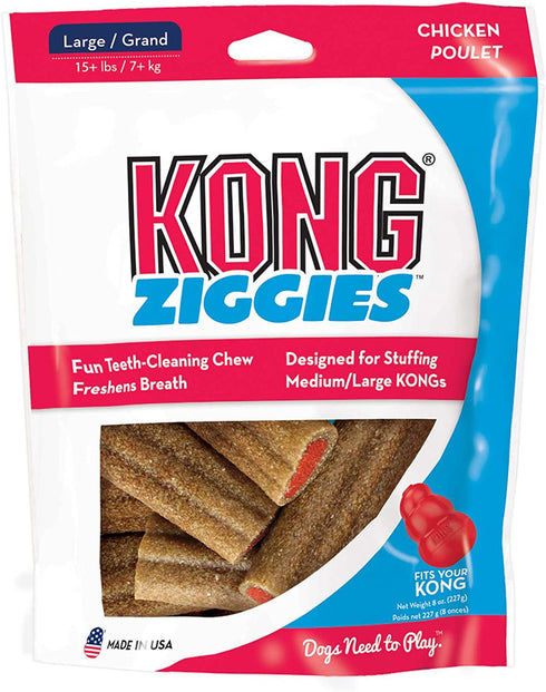 KONG - Ziggies - Teeth Cleaning Dog Treats for KONG Classic Rubber Toys - Chicken Flavor for Large Dogs (8 Ounce)