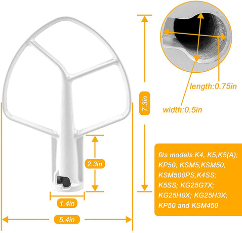 K5AB K5SS Kitchen Mixer Aid Coated Flat Beater by AMI PARTS -Replacement for Mixer 5 QT W10807813,9707670 with Model KSM50 KSM5 KSM450