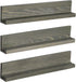 MyGift Wall Mounted Vintage Gray Wood Challenge Coin Holder and Casino Chip Display Shelf, Single Row Military Coin Showcase Rack, Set of 3