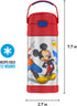 THERMOS FUNTAINER 12 Ounce Stainless Steel Vacuum Insulated Kids Straw Bottle, Mickey Mouse