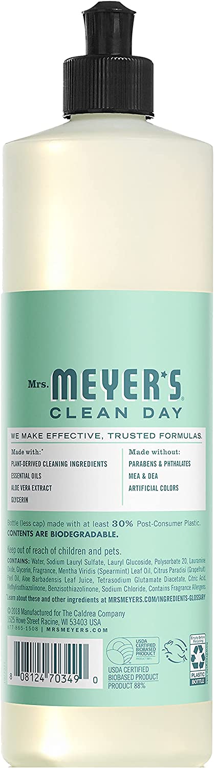 Mrs. Meyer™s Clean Day Spring Liquid Dish Soap Variety Pack, 1 Lilac Scent, 1 Peony Scent, 1 Mint Scent, Cuts Grease & Biodegradable, 16 FL OZ Bottles (3 CT)