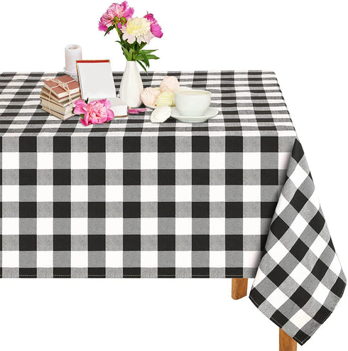 Black and White Plaid Tablecloth 56x120 Inch Buffalo Check Table Cover Farmhouse Table Cloth for Spring Theme Farmhouse Party Decoration