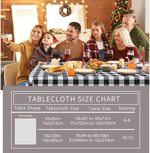 Black and White Plaid Tablecloth 56x120 Inch Buffalo Check Table Cover Farmhouse Table Cloth for Spring Theme Farmhouse Party Decoration