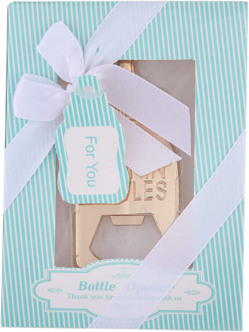 12pcs Poppin Bottle Opener Baby Shower Favor Gifts for Boy Girl with Exquisite Packaging Box Wedding Favor For Guests Baby Shower Souvenirs Party Supplies by WeddParty (New Blue)