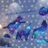 HO BEAR Starry Sky Galaxy Wolf Room Decor Wall Decal and Glow Moon Star Stickers Teen Bedroom Wall Decor Murals