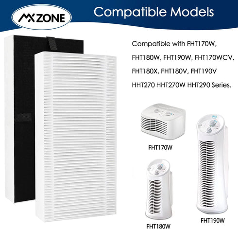 MXZONE True HEPA Filter Replacement Compatible for Febreze FRF102B and Honeywell Filter U, HHT270, HHT290 Series