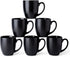AmorArc Coffee Mugs Set of 6, Ceramic coffee mugs with large handle for Men Women friends, 16oz Coffee Mugs for Coffee,Tea,Latte,Cocoa. Easy to Hold&Clean, Dishwasher&Microwave Safe, Matt Black
