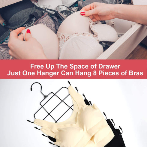 Niclogi Tank Tops Hanger Bra Hangers Space Saving Hanger Metal Folding Closet Organizer for Tank Tops, Cami, Bras, Bathing Suits, Belts, Ties(Black)