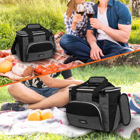 OPUX Insulated Collapsible Soft Cooler 9 Quart | Lunch Bag for Men, Small Travel Cooler for Camping, Family, BBQ, Picnic, Beach, Car, Soft-Sided Leakproof Lunch Box for Work | Fits 16 Cans (Charcoal)