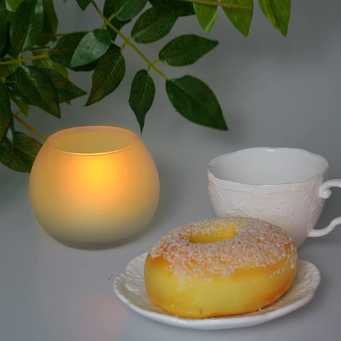 Battery Operated Flameless LED Candles with Remote Timer Flickering Realistic Electric Big Tea Lights with Ball Shape Frosted Glass Holder for Wedding Party Christmas Centerpiece Fireplace Decor 3Pack