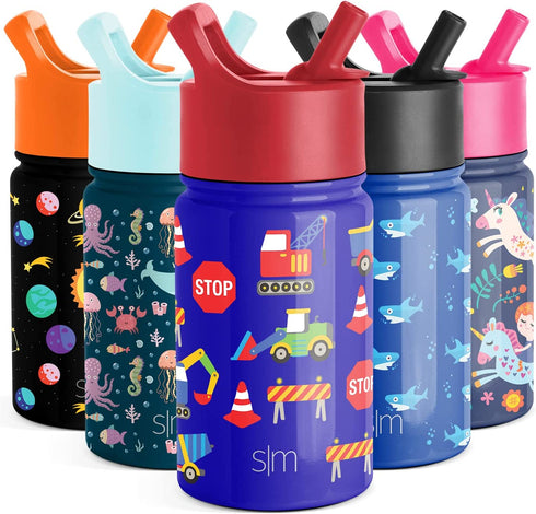 Simple Modern Kids Water Bottle with Straw Lid | Insulated Stainless Steel Reusable Tumbler for Toddlers, Girls, Boys | Summit Collection | 10oz, Under Construction