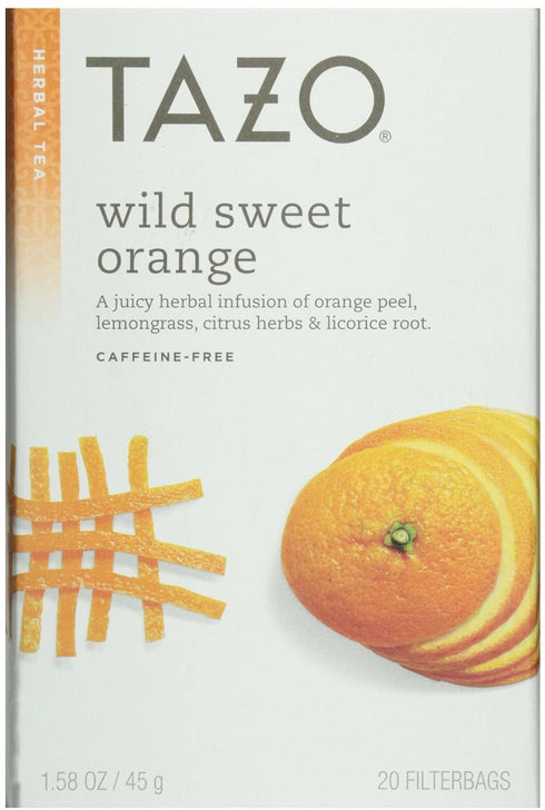 Tazo Wild Sweet Orange Herbal Tea, 20 Count Box 1.58oz (Pack of 3)