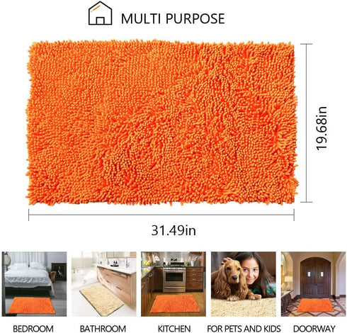 Orange Bath Rugs Bathroom Mats and Rugs Non Slip Ultra Soft Chenille Rug/Bathmat/Toilet Mat/Toilet Rug/Shower Rug Washable Rug Super Absorbent Throw Rug 19.7 x 31.5 Inch