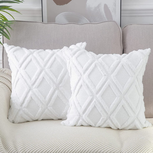 Neelvin Pack of 2 Soft Plush Short Wool Velvet Decorative Throw Pillow Covers Cushion Case Pillowcase for Sofa Couch