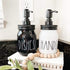 UrbanVillage Farmhouse Soap Dispenser Set - Glass Dish and Hand Soap Dispenser with Stainless Steel Liquid Pump - Cute Mason Jar for Your Kitchen - Glossy Black and White Farmhouse Decor