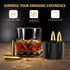 Chouggo Whiskey Stones Gift Set for Men with Vintage Wooden Case, Metal Stainless Steel Bullet Shaped Ice Cubes - 6 Pack, Cool Gifts for Men - Birthday Christmas Gift Ideas