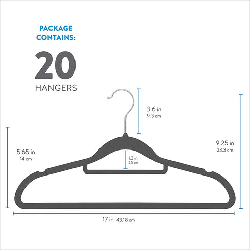 Premium Velvet Hangers with Tie Bar 20-Pack Slim Space Saving Coat Hanger Non Slip Wardrobe Hangers, Clothes Hangers 360° Swivel Hook, Suit, Shirt Dress & Trouser Hangers - Thin Flocked Felt Hangers