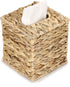 Sumnacon Square Woven Tissue Box Cover - Decorative Napkin Holder Pumping Paper Case Dispenser, Natural Water Hyacinth Wicker Facial Box for Home Office Decor