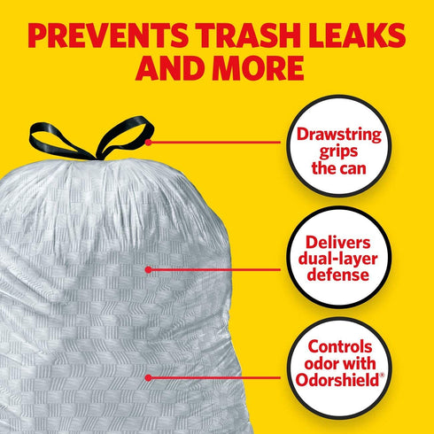 Glad Tall Kitchen Drawstring Trash Bags - OdorShield 13 Gallon Grey Trash Bag, Febreze Citrus and Zest - 40 Count