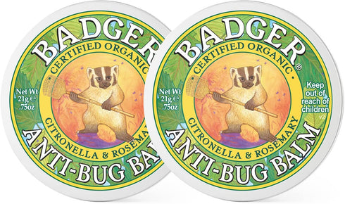 Badger - Anti-Bug Balm Tin, DEET-Free Mosquito Repelling Balm, Badger Balm Bug Repellent, Certified Organic Insect Repellent, 0.75 oz (2 Pack)