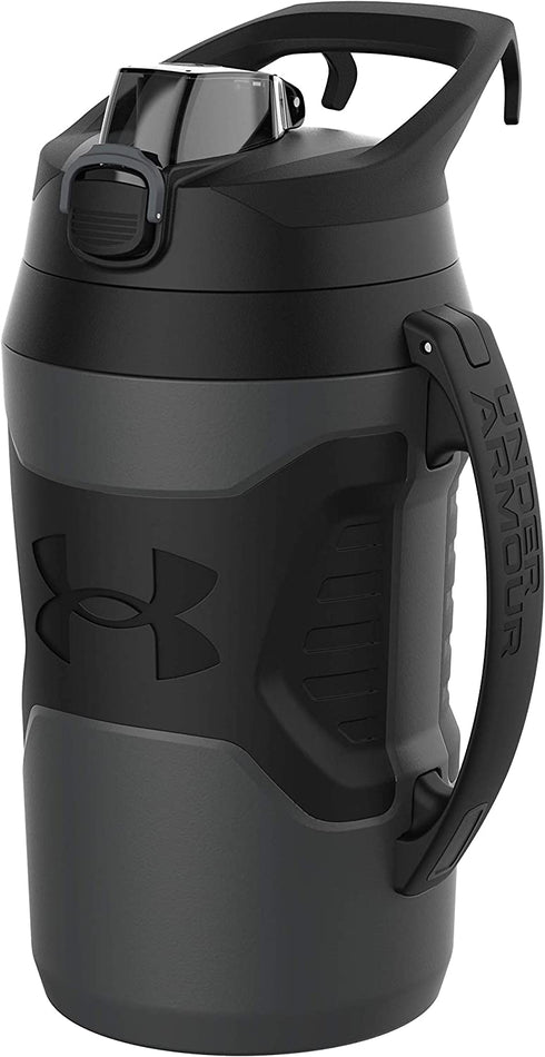 Under Armour Playmaker 64oz Water Bottle Jug, Fence Hook Handle, Protective Lid w/ Lock Button, Outer Body Grip, For Kids & Adults, All Sports, Baseball, Basketball, Football, Gym