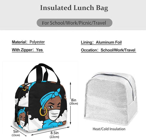 Kslai Afro Woman Nurse Doctor Lunch Bag Tote Bag Lunch Bag for Women Lunch Box Insulated Lunch Container
