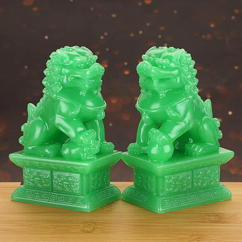 MDLUU Pair of Fu Foo Dogs, Guardian Lions, Feng Shui Lion Statues for Cash Register, Office Desk, House Warming, Store Opening Gift