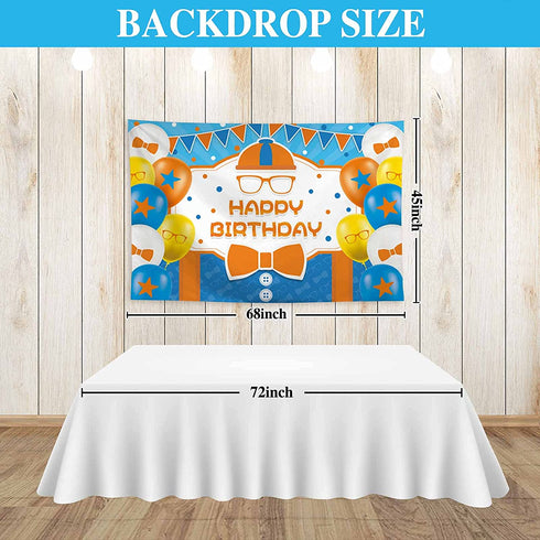 Allenjoy 68" x 45" Construction Happy Birthday Themed Backdrop for Kids Party Decors Props Blue Cartoon Fire Truck Digger Background Supplies Banners Baby Boy Cake Smash Pictures Shoot Favors