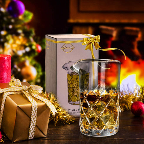 Lighten Life Cocktail Mixing Glass,20oz Mixing Glass with Thick Bottom,Premium Old Fashioned Bar Mixer Glass for Stirring Drinks,Professional Stirring Glass Cocktail beaker