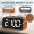 Radio Alarm Clock, Large LED Display Wood Digital FM Alarm Clock, Adjustable Brightness Dimmer and Snooze, Simple LED Clock with Dual Alarm, 12/24 Hour, Powered by AC Adapter (White LED)